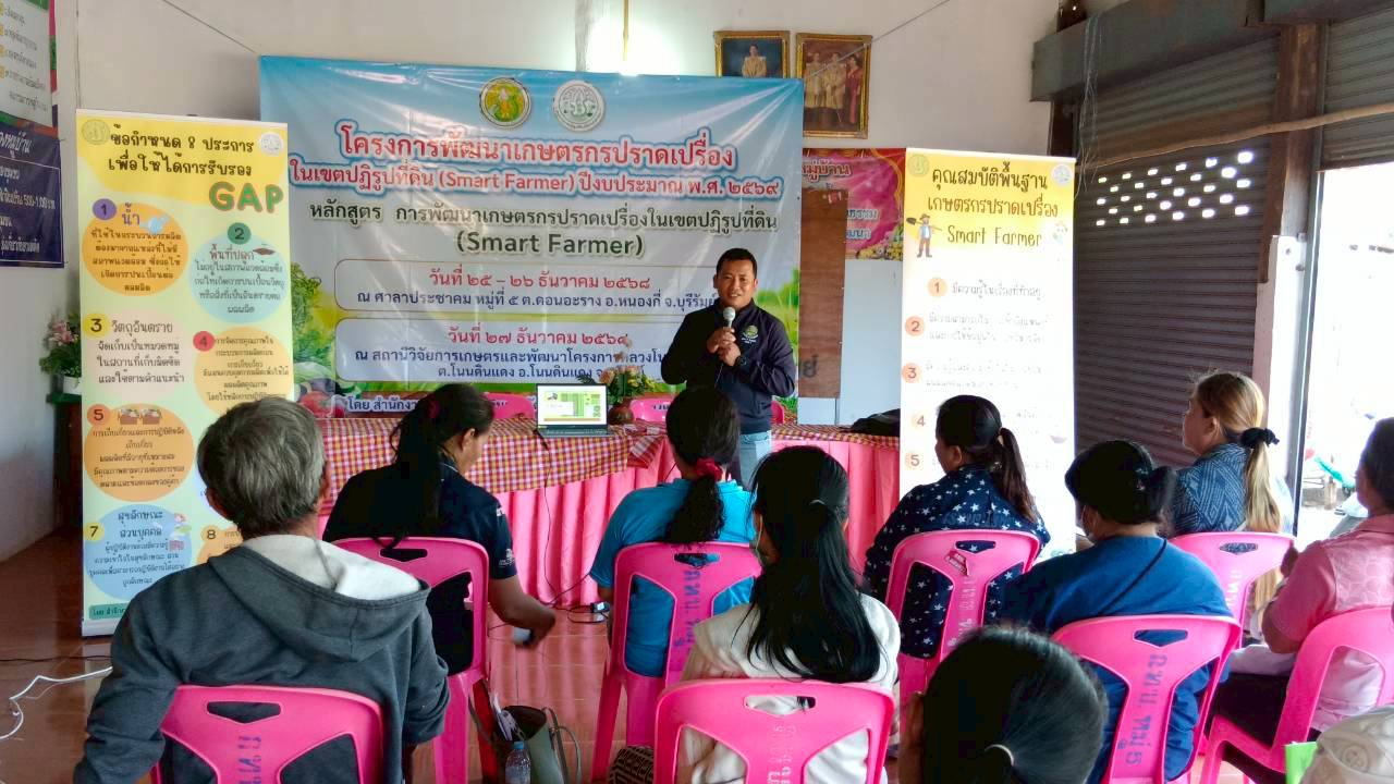 title - ส.ป.ก.บุรีรัมย์ ดำเนินการฝึกอบรมเชิงปฏิบัติการโครงการพัฒนาเกษตรกรปราดเปรื่องในเขตปฏิรูปที่ดิน (Smart Farmer) ปีงบประมาณ พ.ศ. 2569 ระหว่างวันที่ 25 - 27 ธันวาคม 2568